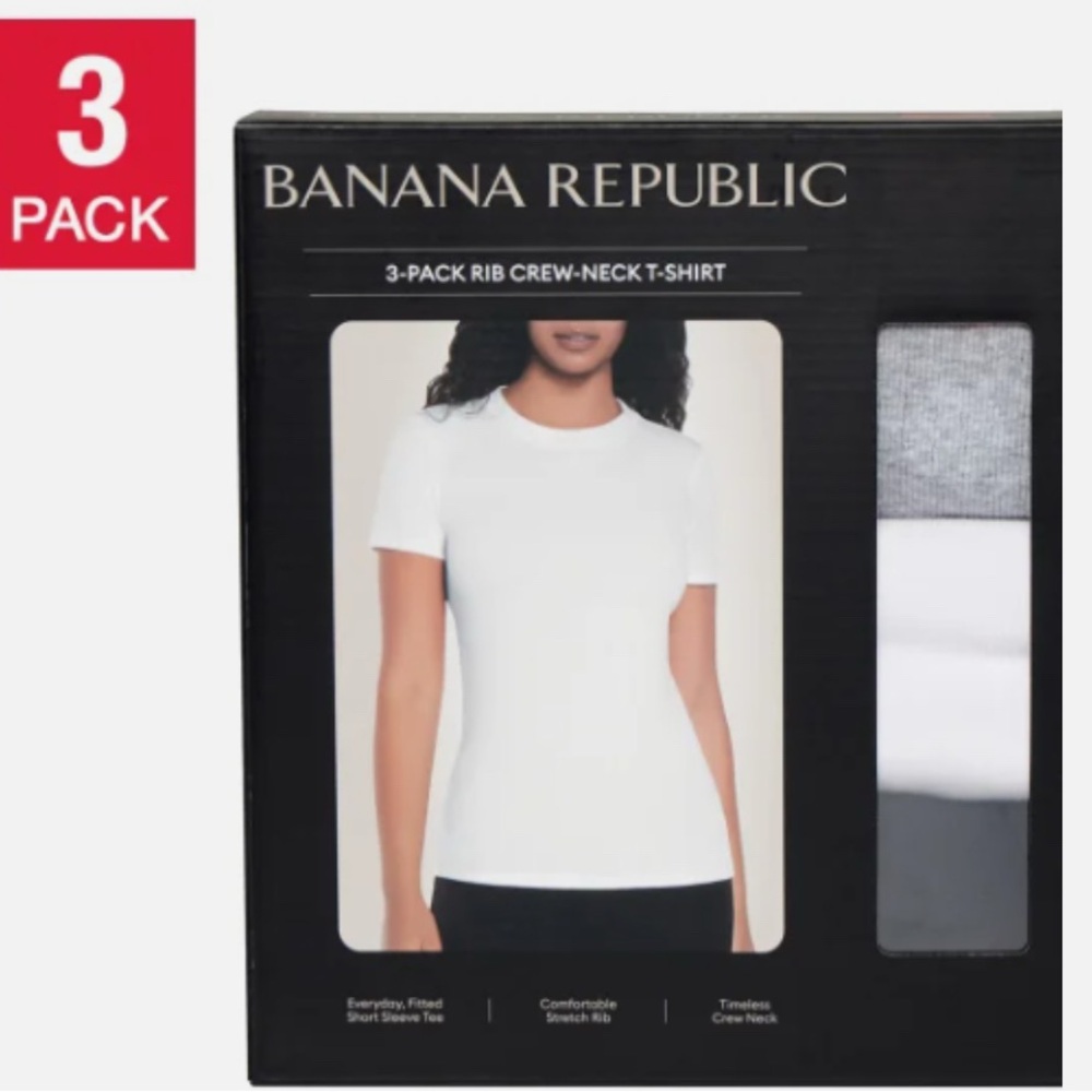 Banana Republic women’s Short Sleeve Tee 3-Pack - White, Gray, Black